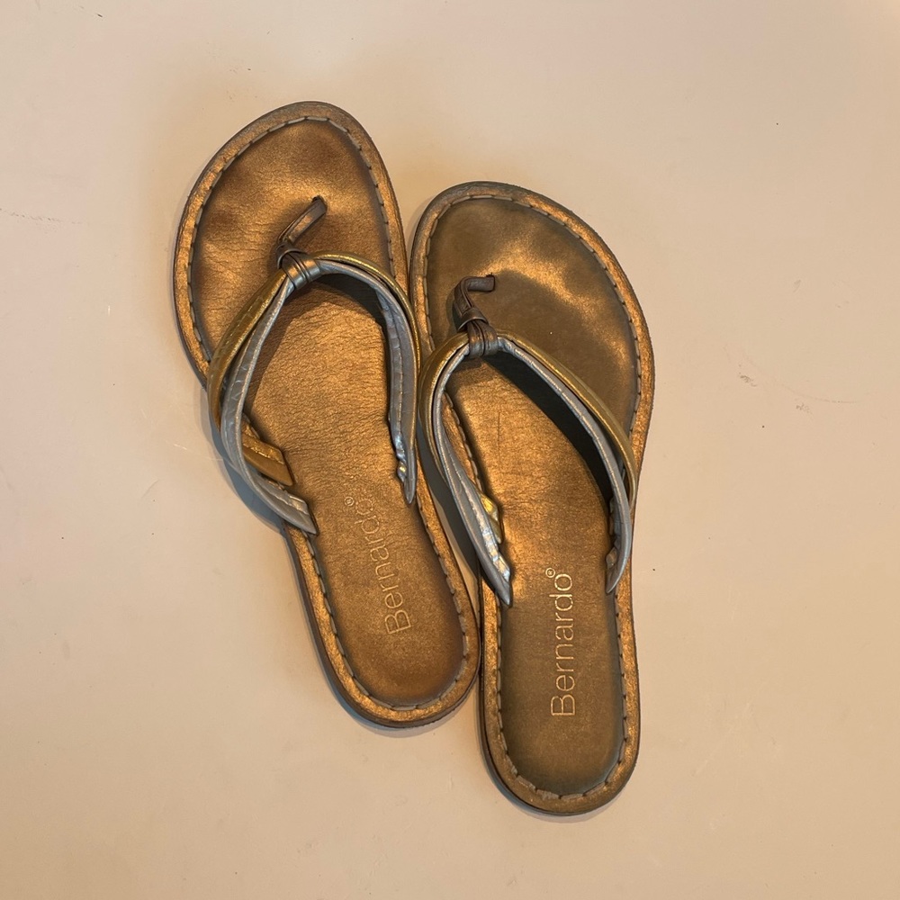 Bernardino gold and silver leather sandals